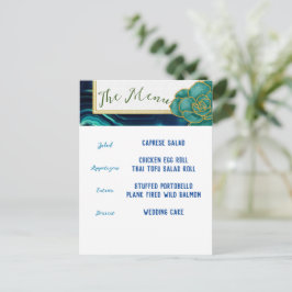 Aquamarines und blaues Floral-Menü Postkarte