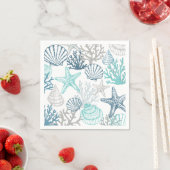 Aquamarines und blaues Seashell-Muster Serviette (Beispiel)