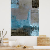 aquamarines und braunes Abstraktes Kunstposter "in Poster (Küche)