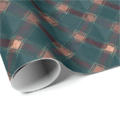 Aquamarines und braunes Kariertes Muster - Rustika Geschenkpapier (Rolleneckpunkt)