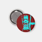 Aquamarines und burgundisches Funny Face Magnet (Vorderseite/Rückseite)