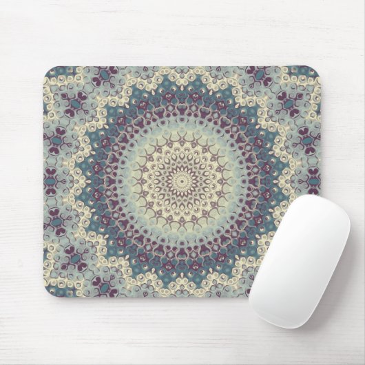 Aquamarines und cremefarbenes Mandala-Muster Mousepad (Mit Mouse)