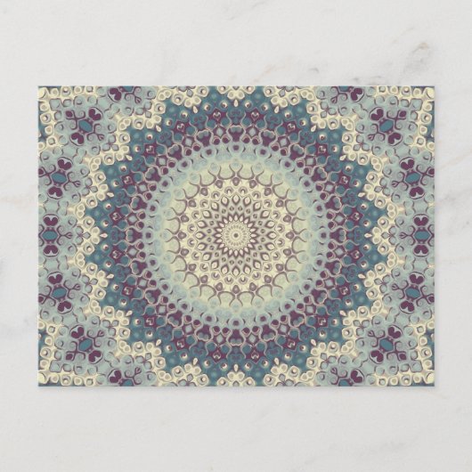 Aquamarines und cremefarbenes Mandala-Muster Postkarte (Vorderseite)