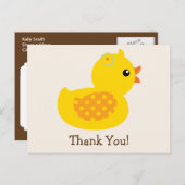 Aquamarines und gelbes Entenlein, Ente, vielen Dan Postkarte (Vorne/Hinten)