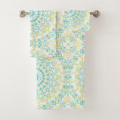 Aquamarines und gelbes Mandala-Muster Badhandtuch Set (Insitu)