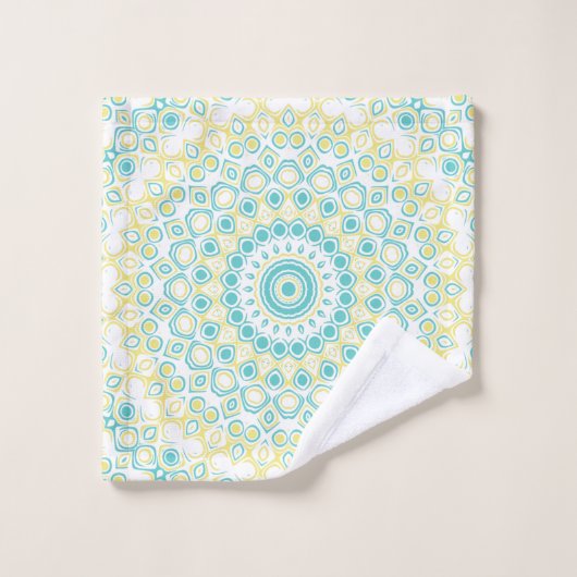 Aquamarines und gelbes Mandala-Muster Badhandtuch Set (Waschlappen)