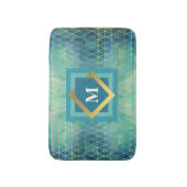 Aquamarines und geometrisches Triangle, Monogramm Badematte (Vorderseite Vertikal)