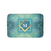 Aquamarines und geometrisches Triangle, Monogramm Badematte (Vorderseite)