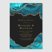 Aquamarines und Gold Agate Stone Polterabend Magne Magnetkarte (Vorderseite)