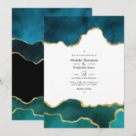 Aquamarines und Gold Geode Agate Stone Wedding Fot Einladung