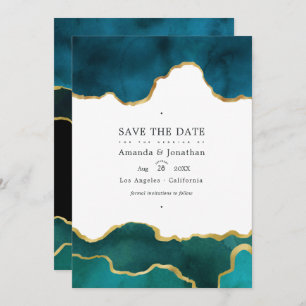 Aquamarines und Gold Geode Agate Stone Wedding Fot Save The Date