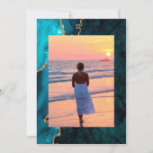 Aquamarines und goldenes Agate-Foto Einladung (Rückseite)