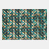 Aquamarines und goldenes Blumenmuster Geschenkpapier Set (Vorderseite 2)