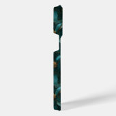 Aquamarines und goldenes Blumenmuster iPhone Hülle (Rechte Seite)