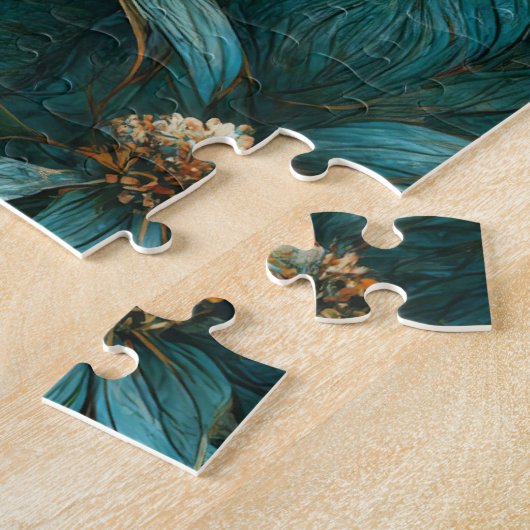 Aquamarines und goldenes Blumenmuster Puzzle (Seite)