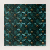 Aquamarines und goldenes Blumenmuster Puzzle (Vertikal)