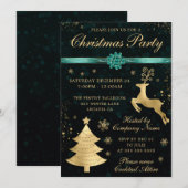 Aquamarines und goldenes Rentier-Party und Baumwei Einladung (Vorne/Hinten)