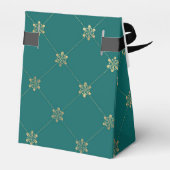 Aquamarines und goldfarbenes Gittermuster Geschenkschachtel (Rückseite)