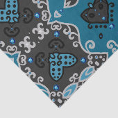 Aquamarines und graues Vintages Rhinestones-Muster Seidenpapier (Ausschnitt)