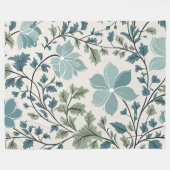 Aquamarines und grünes Blumenmuster auf Cremes Hin Fleecedecke (Vorderseite (Horizontal))