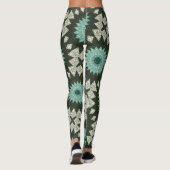 Aquamarines und grünes Mandala-Muster Leggings (Rückseite)