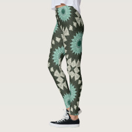 Aquamarines und grünes Mandala-Muster Leggings