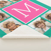 Aquamarines und Hot-Pink-Quadrat 8-Collage Monogra Sherpadecke (3/4)