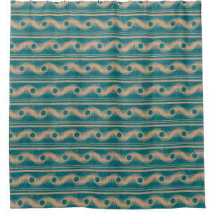 Aquamarines und karamellisches spiralförmiges Stre Duschvorhang