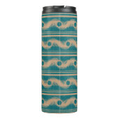 Aquamarines und karamellisches spiralförmiges Stre Thermosbecher (Rückseite)