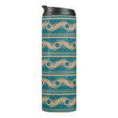 Aquamarines und karamellisches spiralförmiges Stre Thermosbecher (Nach rechts gedreht)