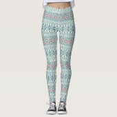 Aquamarines und korallenförmiges Mandala-Muster Leggings (Vorderseite)