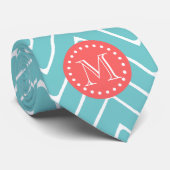 Aquamarines und korallenrotes Zickzack mit Krawatte (Gerollt)