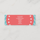 Aquamarines und korallenrotes Zickzack mit Mini Visitenkarte (Rückseite)