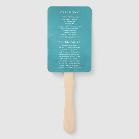 Aquamarines und Lemon Tropical Wedding Program Fächer (Rückseite)