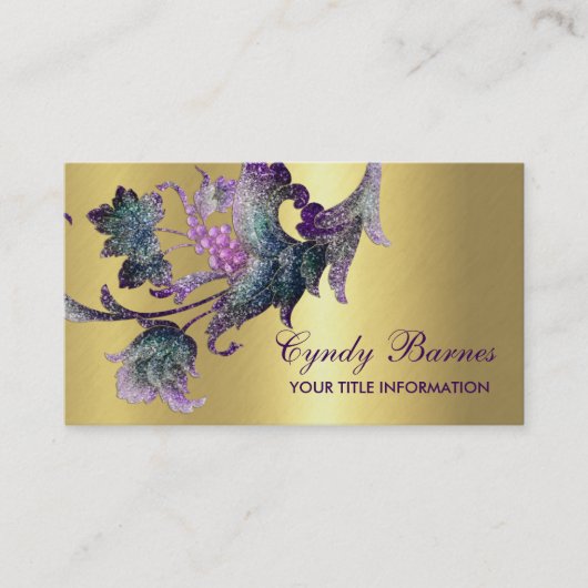 Aquamarines und Lila Barockdesign Visitenkarte (Vorderseite)