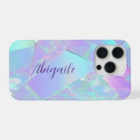 Aquamarines und Lila Iridesdesign, Skriptname 2 iPhone Hülle (Rückseite (Horizontal))