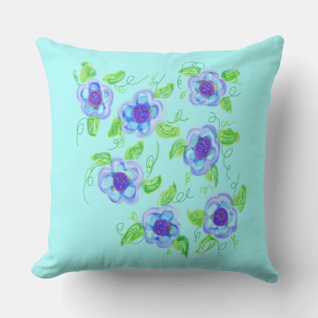 Aquamarines und Lila Kissen Für Draußen (Vorderseite)