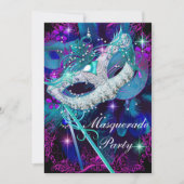 Aquamarines und Lila Masquerade-Ball-Party Einladung (Vorderseite)