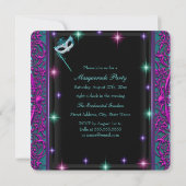 Aquamarines und Lila Masquerade-Ball-Party Einladung (Rückseite)