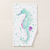 Aquamarines und Lila Seepferd Badhandtuch Set (Handtuch)