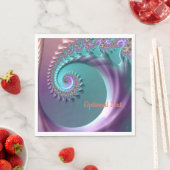 Aquamarines und Lila Spiralpapier Fraktal Napkins Serviette (Beispiel)
