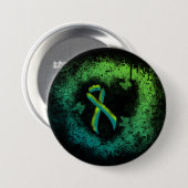 Aquamarines und Limettengrünes Grunge Herz Button (Vorne & Hinten)