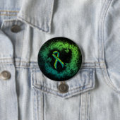 Aquamarines und Limettengrünes Grunge Herz Button (Beispiel)