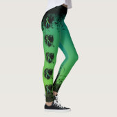 Aquamarines und Limettengrünes Grunge Herz Leggings (Rechts)