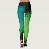 Aquamarines und Limettengrünes Grunge Herz Leggings (Rückseite)