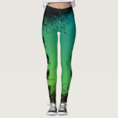 Aquamarines und Limettengrünes Grunge Herz Leggings (Vorderseite)