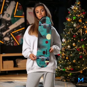 Aquamarines und Minimalistisches geometrisches Ska Skateboard