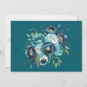 Aquamarines und Navy Blue Peony Probe Dinner Einladung (Rückseite)