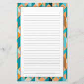 Aquamarines und orange Form-Muster Briefpapier (Vorderseite)