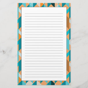 Aquamarines und orange Form-Muster Briefpapier
